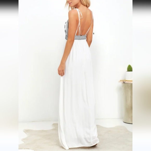 Lulus Days of Sunlight Embroidered Maxi Dress Women's S White Boho Retro Coastal - Picture 6 of 13